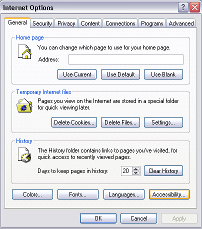 Change page colours Internet Explorer