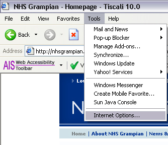 Change page colours Internet Explorer